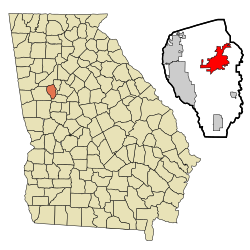 Location in Fayette County and the state of Georgia