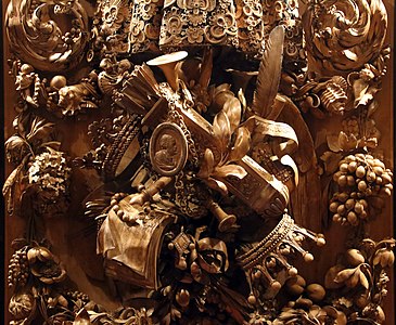 Panel in honor of the alliance between Tuscany and England, by Grinling Gibbons (1680–82)