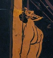Ulysse attaché au mât pour pouvoir écouter les sirènes, détail d'une amphore à figures rouges conservées au British Museum