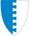 4611 Etne Deling av blått og sølv med duestjertsnitt. Symboliserer samhold og henspiller på de sammenslåtte kommunene Etne og Skånevik.