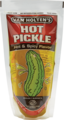 One pickle for individual sale, commonly found in convenience stores