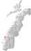 Dønna markert med rødt på fylkeskartet