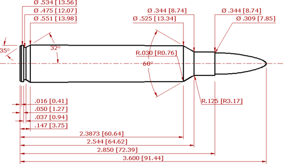 300 Remington Ultra Magnum Cartridge SAAMI Schematic