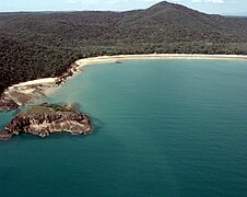 Freshwater Bay, Shoalwater Bay, Queensland : tombolo en formation