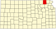 Map of Kansas highlighting Nemaha County