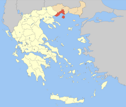 Location of Kavala Prefecture in Greece