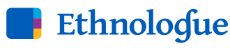 Logo d'Ethnologue, Languages of the World où le G d'Ethnologue est remplacé par un ɠ, symbole phonétique constitué d'un g minuscule avec une hampe courbée vers la droite au dessus.