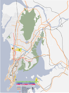 Map of Mumbai indicating the location of Navi Mumbai