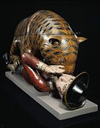 Tipu's Tiger in the V&A Museum, London showing the prostrate European being attacked