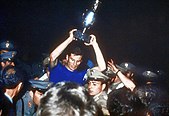 Italy captain Giacinto Facchetti with the UEFA European Championship trophy