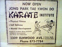 Mr. Heisner's karate school in Kenmore, NY. 1970s advertisement.[36]