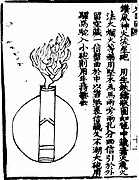 A 'divine fire meteor which goes against the wind' (zuan feng shen huo liu xing pao) bomb as depicted in the Huolongjing.