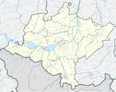 Mapa konturowa powiatu nyskiego, na dole znajduje się punkt z opisem „Wilamowice Nyskie”