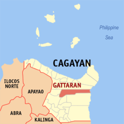 Map of Cagayan with Gattaran highlighted