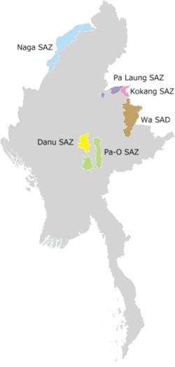 Kokang SAZがコーカン自治区。の位置図