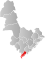 Lillesand markert med rødt på fylkeskartet