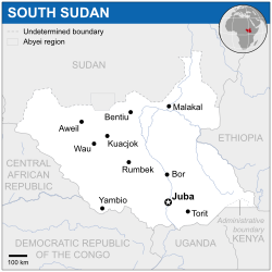 Lokasi Sudan Selatan