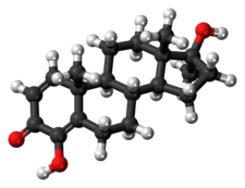 Ball-and-stick model of the enestebol molecule