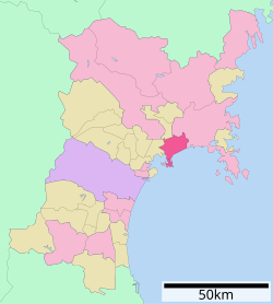 Location of Higashi-Matsushima in Miyagi Prefecture