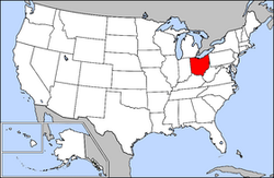 Harta Statelor Unite cu statul Ohio indicat