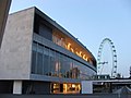 North-western facade at dusk with the London Eye and Palace of Westminster, October 2008