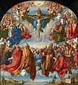 Image 26The Adoration of the Trinity by Albrecht Dürer (1511) From top to bottom: Holy Spirit (dove), God the Father and Christ on the cross (from Trinity)