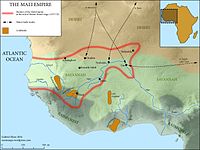 De Mali Empire for 1337 insyd, wey dey include de location of de Bambuk, Bure, Lobi den Akan Goldfields