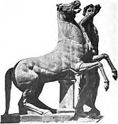 Uno de los caballos de la Fontana del Quirinale o dei Dioscuri.[7]​