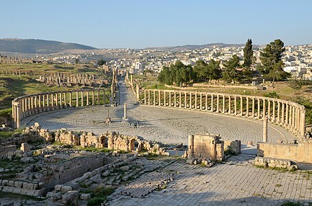 Roman Ionic columns of a colonnade of the oval plaza in Jerash, Jordan, unknown architect, 2nd-3rd centuries AD[19]