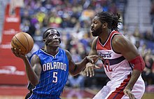 Oladipo jumping up for a shot