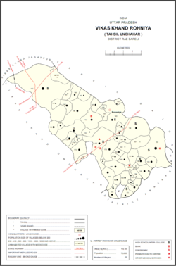 Map showing Gaura (#145191) in Rohaniya CD block