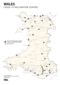 Vaccination centres on the 15 January 2021