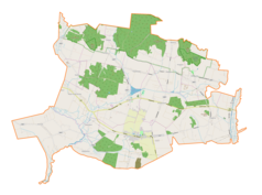 Mapa konturowa gminy Strawczyn, po prawej nieco u góry znajduje się punkt z opisem „Oblęgorek”