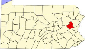 Map of Pennsylvania highlighting Carbon County