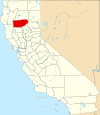 State map highlighting Tehama County