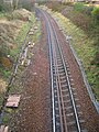 Looking towards Lugton from the overbridge. Preparatory work for the track doubling is in evidence.