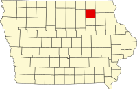 Map of Ajova highlighting Chickasaw County
