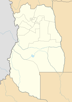 Mapa konturowa prowincji Mendoza, u góry znajduje się punkt z opisem „Tunuyán”