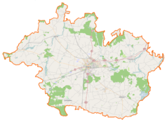 Mapa konturowa powiatu gnieźnieńskiego, w centrum znajduje się punkt z opisem „Gajki”