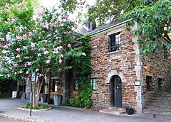 Two-story stone concession building