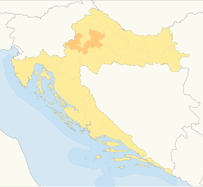 Harta cantonului Zagreb în cadrul Croației