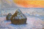 Wheatstacks (Sunset, Snow Effect),[35] 1890–91. Oil on canvas. Art Institute of Chicago. W1278