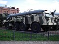 A 9T29 transporter carrying a 9M21 missile for a 9K52 Luna-M missile complex, in the Saint Petersburg Artillery museum