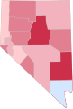 Image 30Majority/plurality party in each Nevada county (February 2023):   Democrat >= 30%   Republican >= 30%   Republican >= 40%   Republican >= 50%   Republican >= 60% (from Nevada)