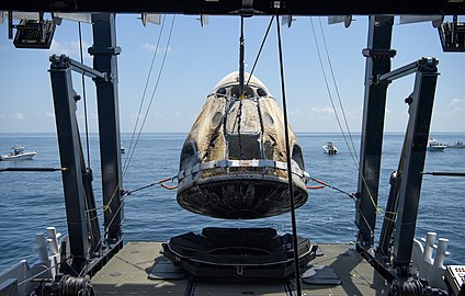 Endeavour being loaded onto the "nest" on board GO Navigator.