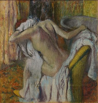 Edgar Degas, Après le bain, femme s'essuyant, pastel sur toile, 1890-95, National Gallery, Londres