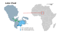 Lokalisatioun vum Tschadséi an Afrika an Entwécklung vum Waasserstand