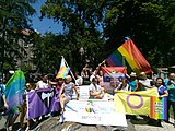 Bandeira de lábris em Pride Serbia, Belgrado, Sérvia, 2019