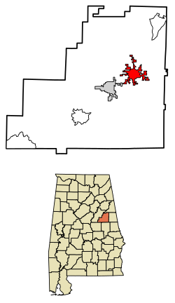 Location of Lineville in Clay County, Alabama.