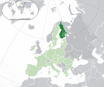ヨーロッパにおけるフィンランドの地図